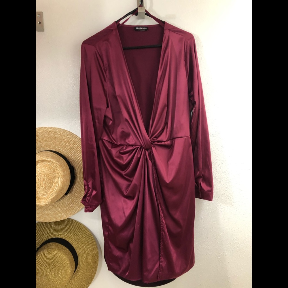 Fashion Nova Plunge Neck Mini Dress